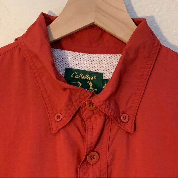 CABELA’S Guidewear Fishing Shirt Men L Reg Maroon Long Sleeve Nylon Zip Pockets - Picture 3 of 13
